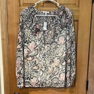 Maurices Pink and Black Animal Print Blouse